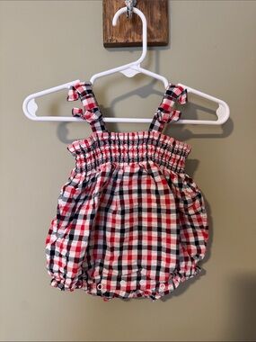 Janie & Jack Bubble Romper in Red, Black & White - 0to3 months
